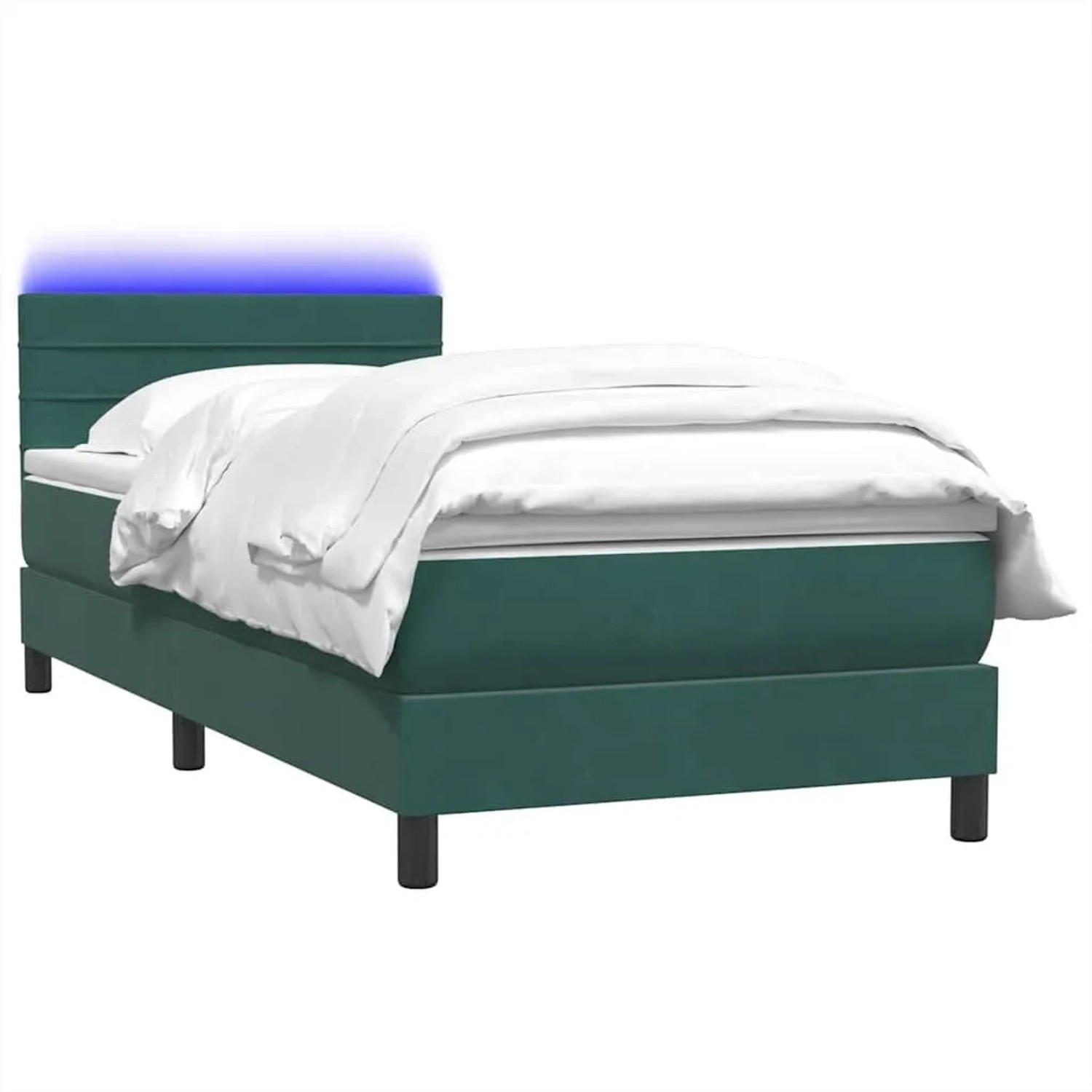 vidaXL Boxspringbett mit Matratze & LED Dunkelgrün 80x220 cm Samt 3317004 günstig online kaufen