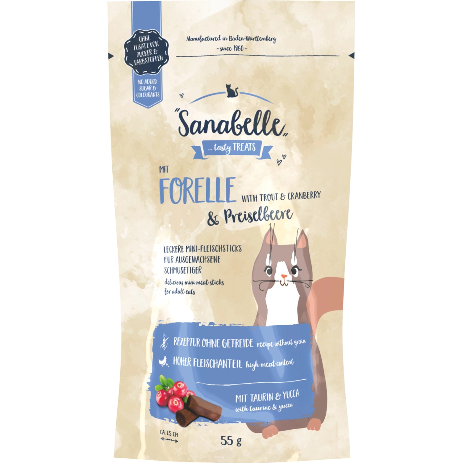 Sanabelle Katzensnacks Forelle und Preiselbeere 55 g
