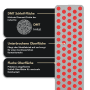 Detailaufnahme der DMT Diafold Schleiffläche mit rotem Punktmuster und Erläuterungen zur Oberflächenbeschaffenheit.