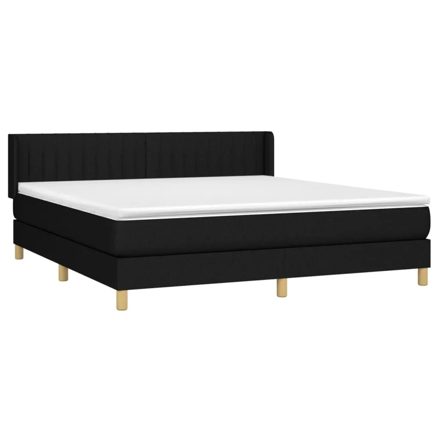 vidaXL Boxspringbett mit Matratze Schwarz 180x200 cm Stoff 3130451