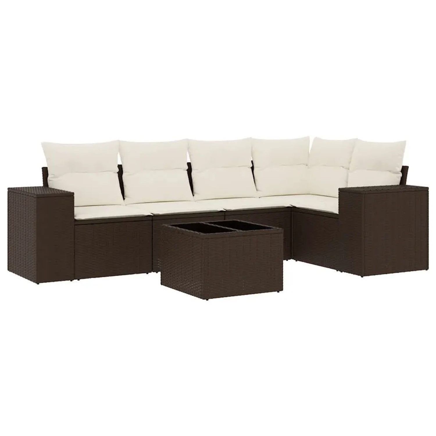 vidaXL 6-Tlg Garten-Sofagarnitur mit Kissen Braun Poly Rattan 3222542