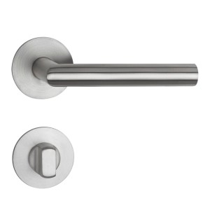 SOTECH Türdrückergarnitur THORE Edelstahl SS304 mit Flachrosetten und Magnetischer Cliptechnik Bad WC mit Befestigungsmaterial