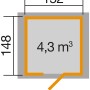 Grundriss Weka Gartenhaus Lasiert: 152x148cm, 4,3m³ Volumen. Ideal für Gartengeräte.