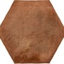 Antik Wandfliese in Hexagon-Form, Steingut Cotto glasiert und glänzend, 15x17,5 cm.