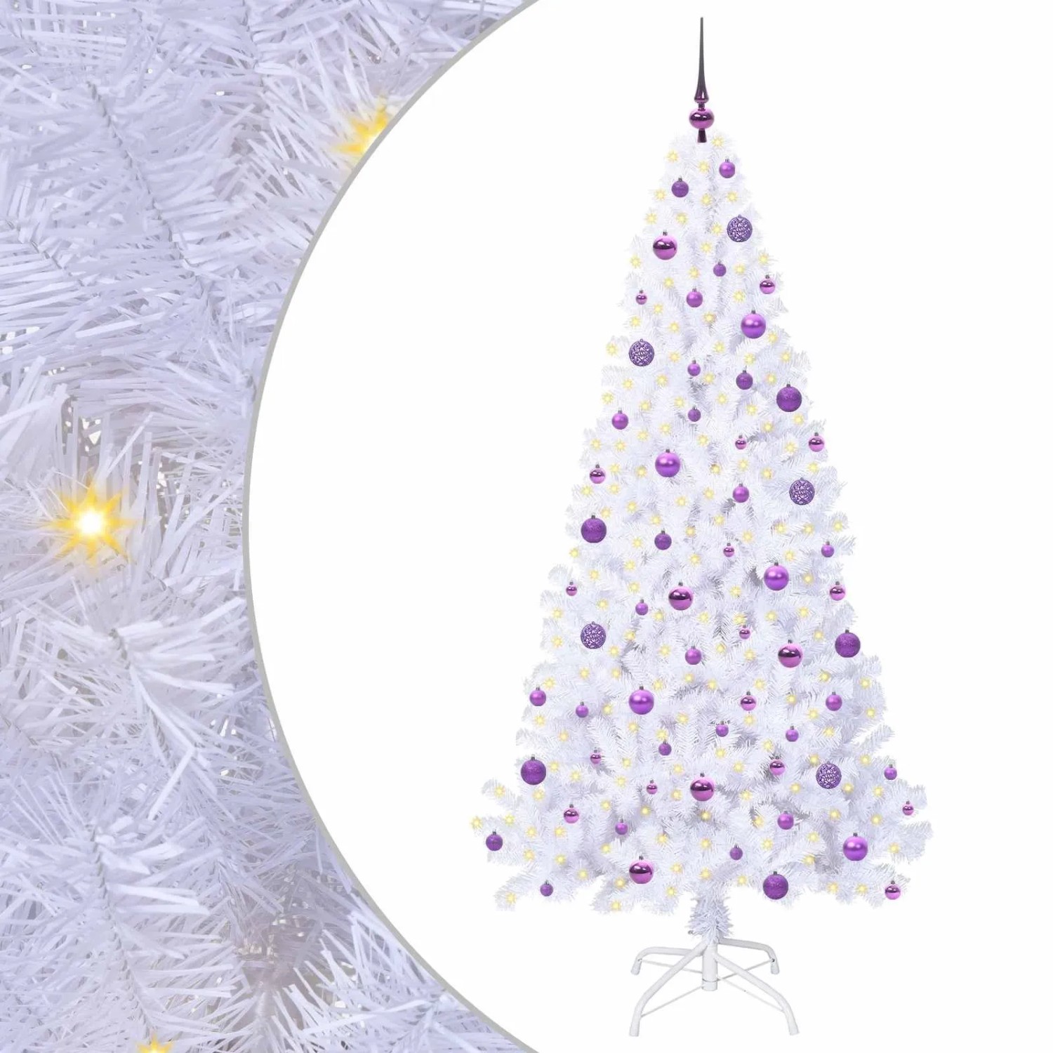 vidaXL Künstlicher Weihnachtsbaum Weiß 210 cm PVC und Stahl 3426782