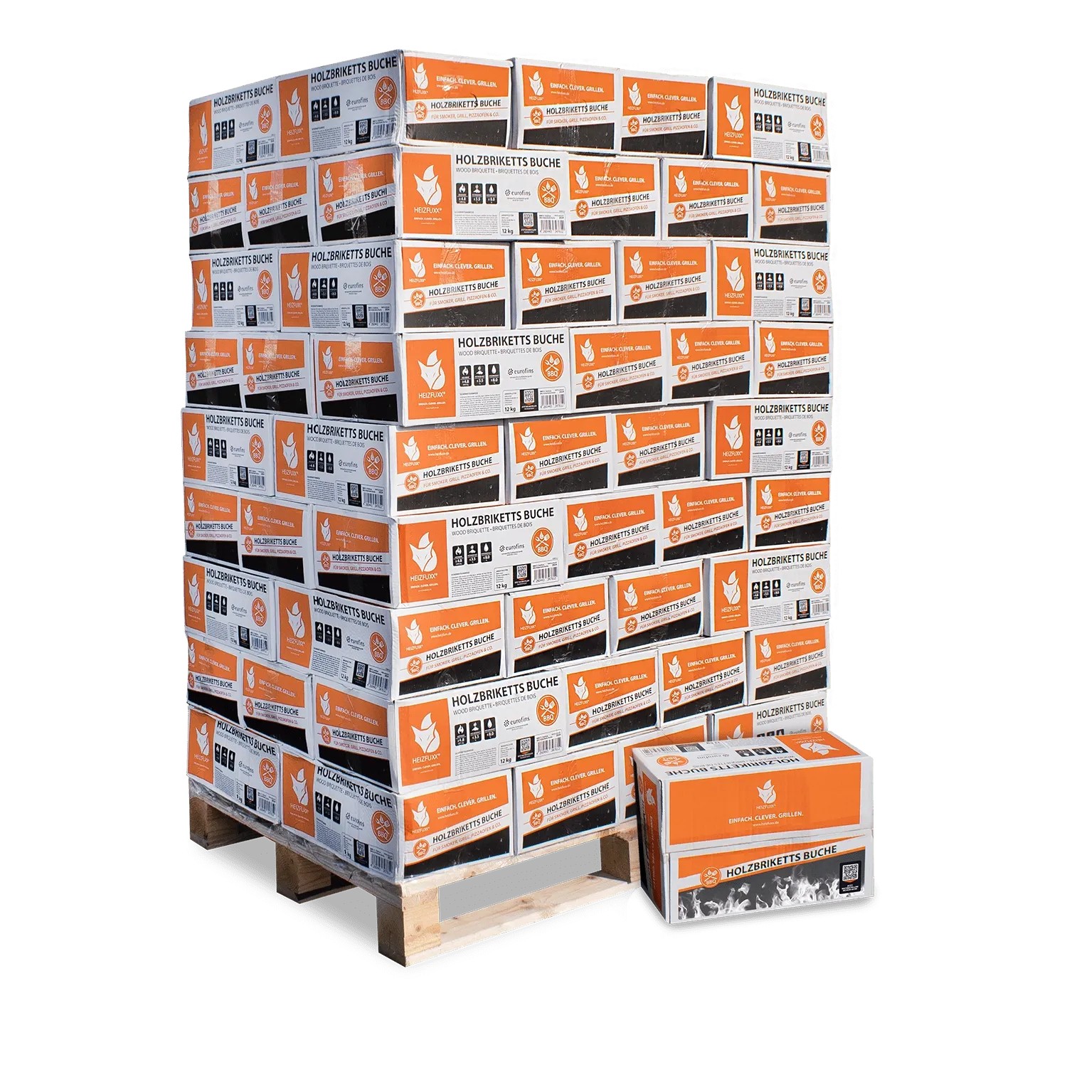 Heizfuxx Nestro M Holzbriketts Hartholz im Karton 12kg x 81 Karton 972kg Palette