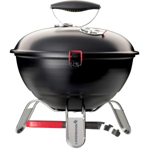 Landmann Holzkohle-Kugelgrill Piccolino, Ø 34 cm, mattschwarz. Kompakter Grill für Camping und Garten.