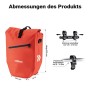 Wiltec Gepäckträgertasche Rot 28L Fahrradtasche Gepäckträger Gepäcktasche_3