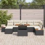 vidaXL Garten-Sofa-Set, 8-teilig, schwarz, Poly Rattan, mit Tisch und Auflagen. Gartenmöbel für Terrasse und Garten.