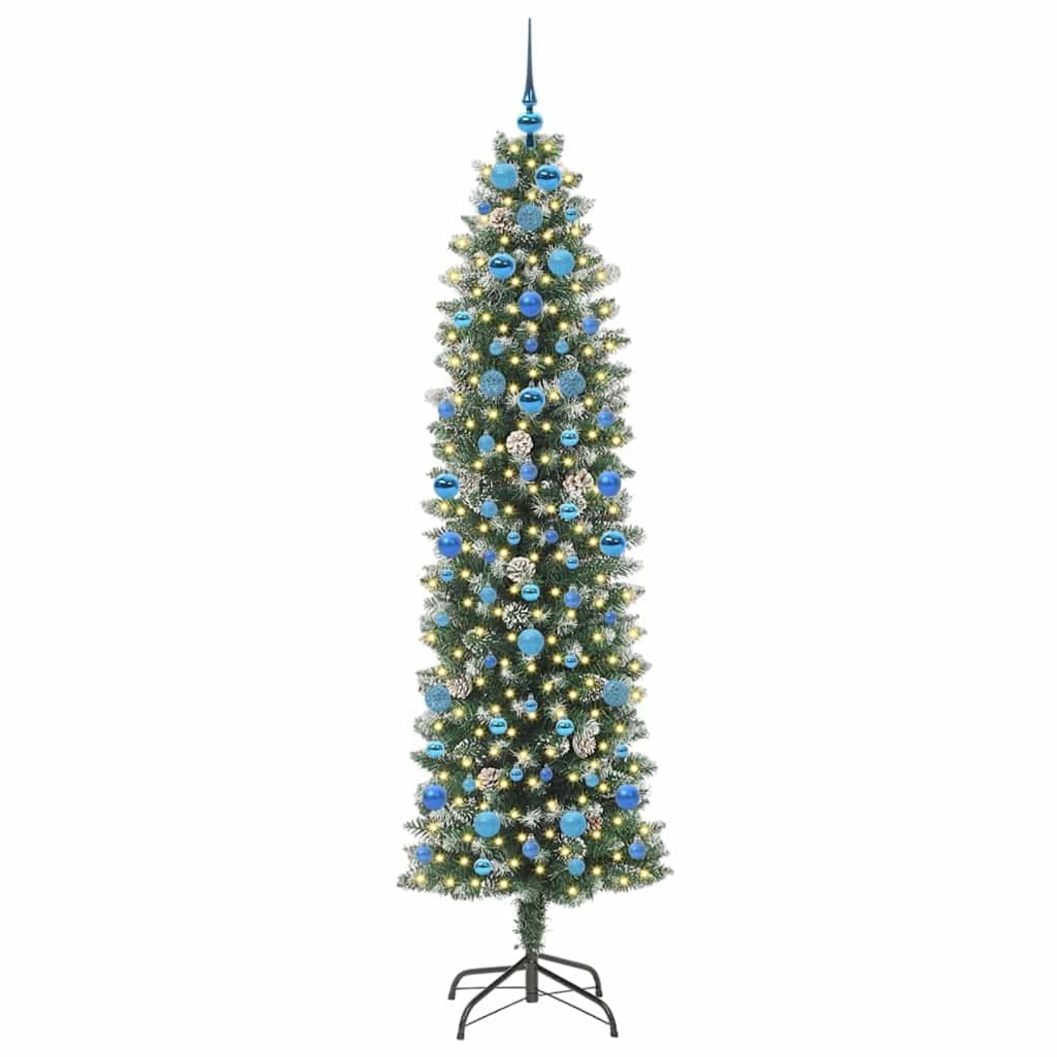 vidaXL Künstlicher Schlanker Weihnachtsbaum Grün und Weiß 210 cm 3395312