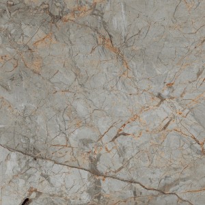 Graue, polierte Feinsteinzeug Bodenfliese (60x60 cm) mit Marmor Optik für ein stilvolles Ambiente.