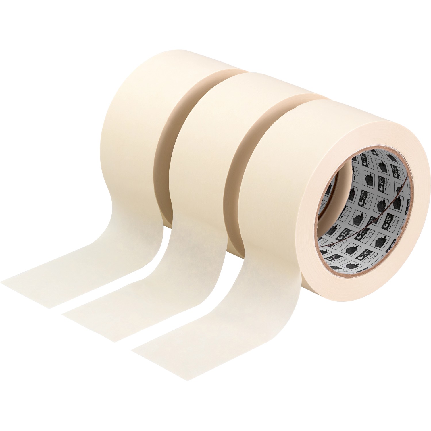 Flachkrepp Klebeband-Set Beige 3 x 50 m x 50 mm