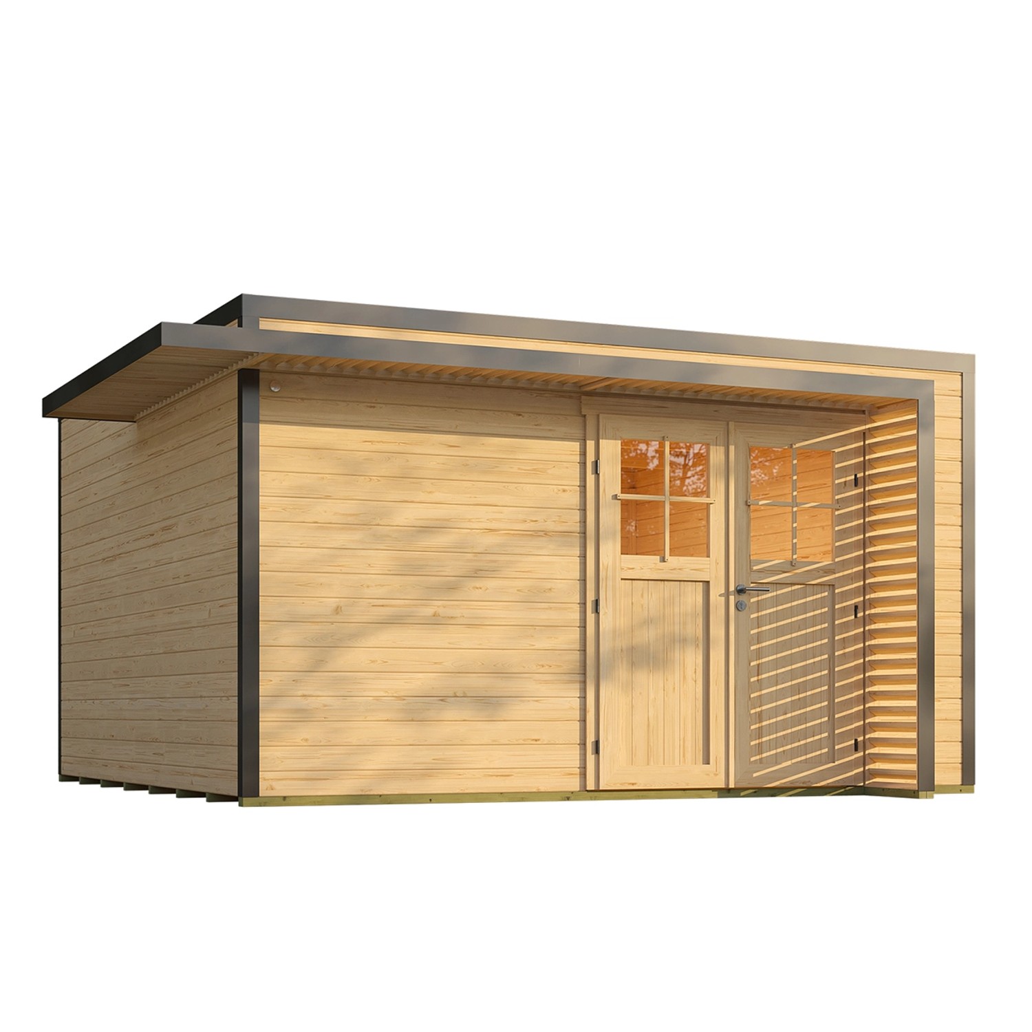 Weka Gartenhaus Amberley Doppeltür Natur 400 cm x 400 cm günstig online kaufen