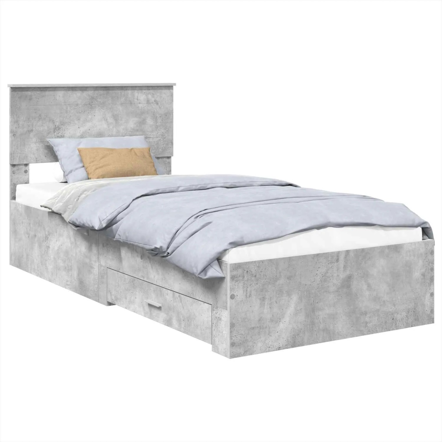 vidaXL Bettrahmen Betongrau und Silber 75 x 190 cm Holzwerkstoff 3408329