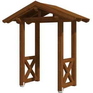 Skan Holz Vordach Siegen 4, nussbaum lasiert, 247x116cm, aus Konstruktionsvollholz mit Dachschalung.