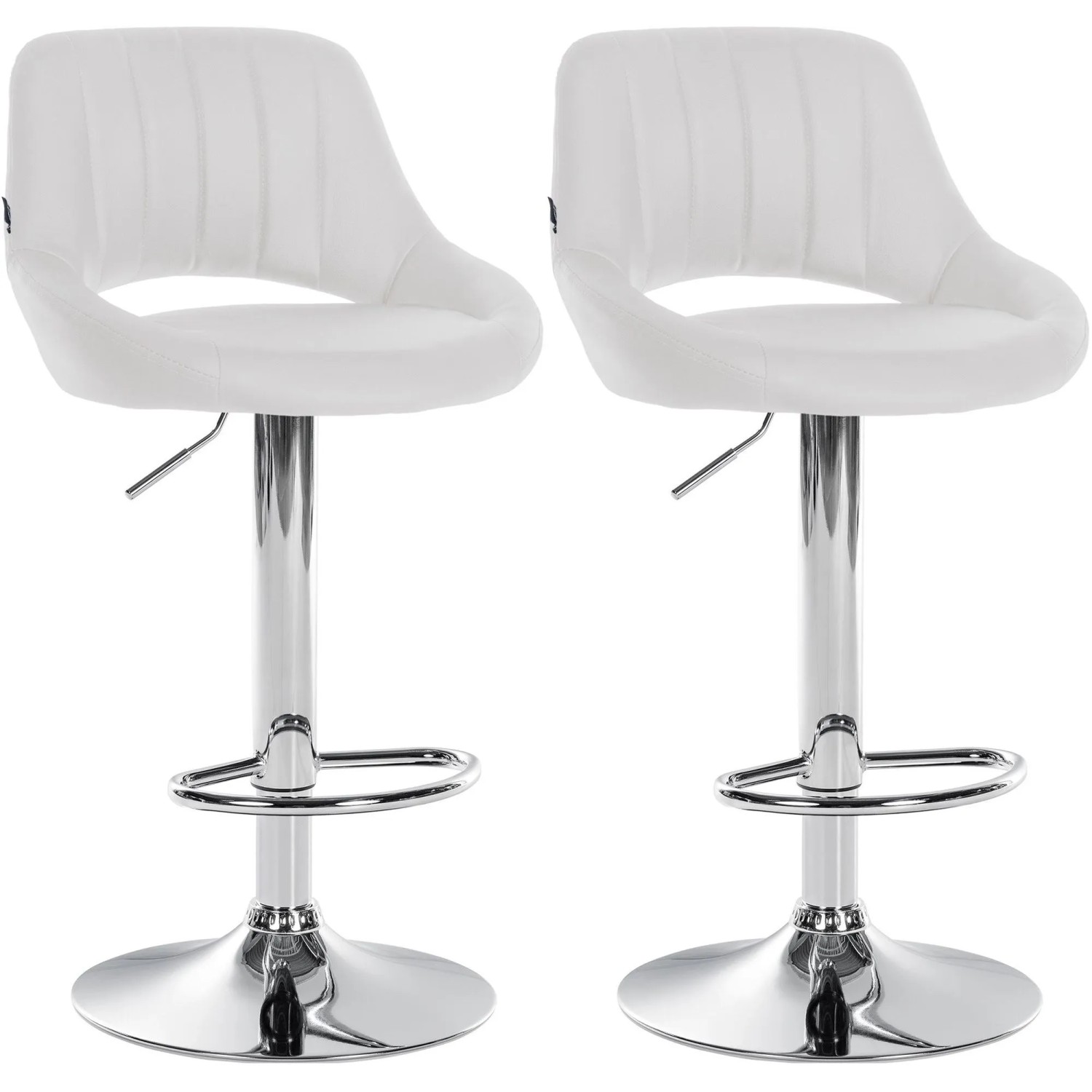 DELUKE 2er Set Barhocker SEGAD Kunstleder Weiß 47x48x85cm Silber Barstuhl Höhenverstellbar Mit Lehne Drehbar Tresenhocker Tresenstuhl