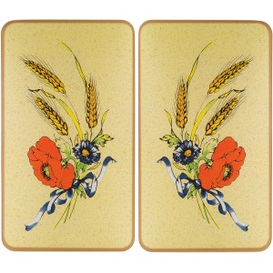 Wenko Herdabdeckplatten 2er Set Kornblumen Design, Universal für alle Herdarten.