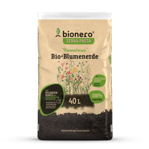 Sack bionero Bio-Blumenerde Bienenschmaus 40L, torffrei mit Pflanzenkohle für Blumen und Pflanzen.