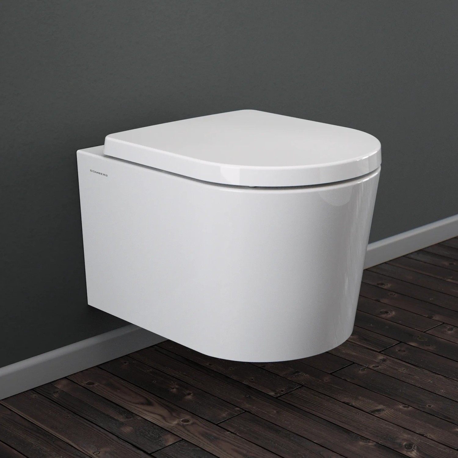 Domberg Wand-WC-Set DB1004, weißes Hänge-WC mit WC-Sitz und Absenkautomatik.