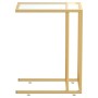 VidaXL Computer-Beistelltisch, transparentes Hartglas, goldenes Metallgestell, 50x35x65 cm.