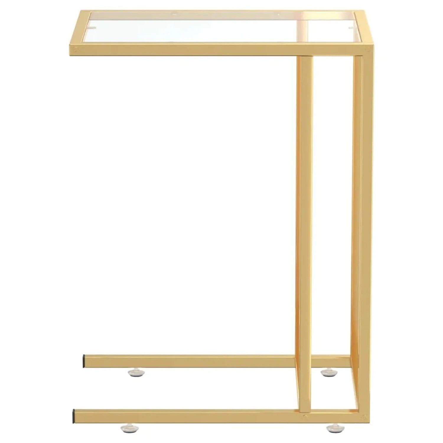 VidaXL Computer-Beistelltisch, transparentes Hartglas, goldenes Metallgestell, 50x35x65 cm.