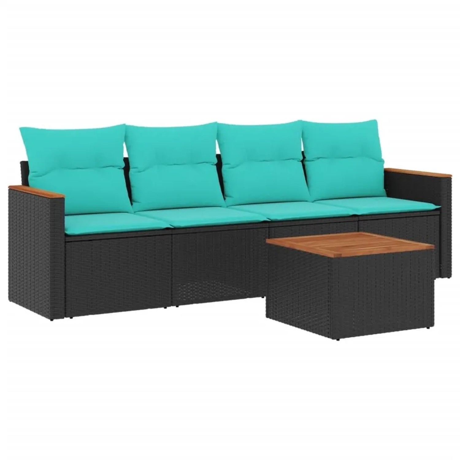 vidaXL 5-Tlg Gartensofa-Set mit Kissen Schwarz Polyrattan 3225777 günstig online kaufen