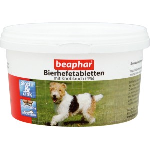 Dose Beaphar Bierhefetabletten mit Knoblauch für Hunde, Ergänzungsfutter für glänzendes Fell.
