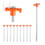10 Relaxdays Felsbodenheringe aus verzinktem Stahl, orange Köpfe, mit Öse und Haken für Zelte auf hartem Boden.