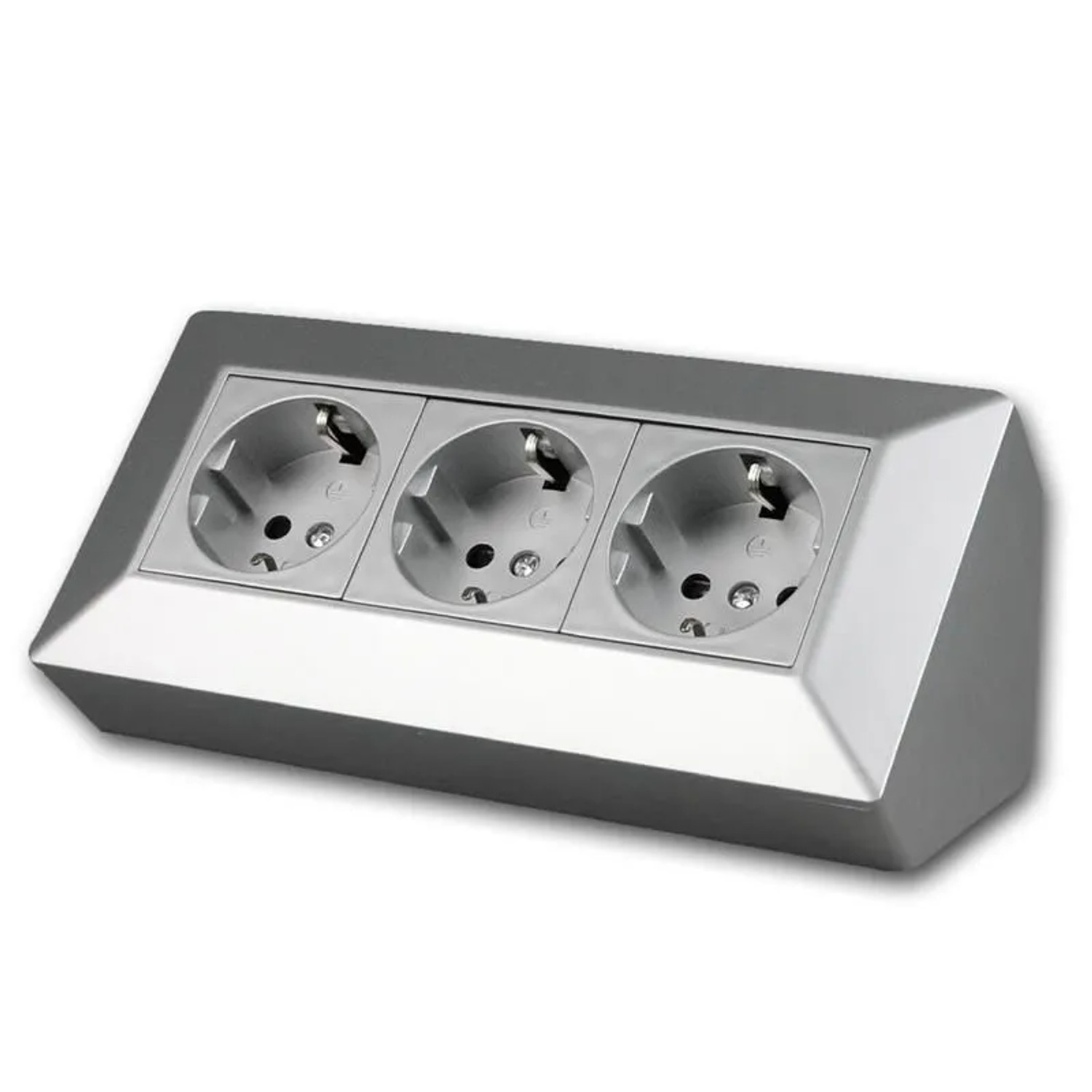 ChiliTec DELPHI 3-Fach Steckdosenblock Silber 250V 16A