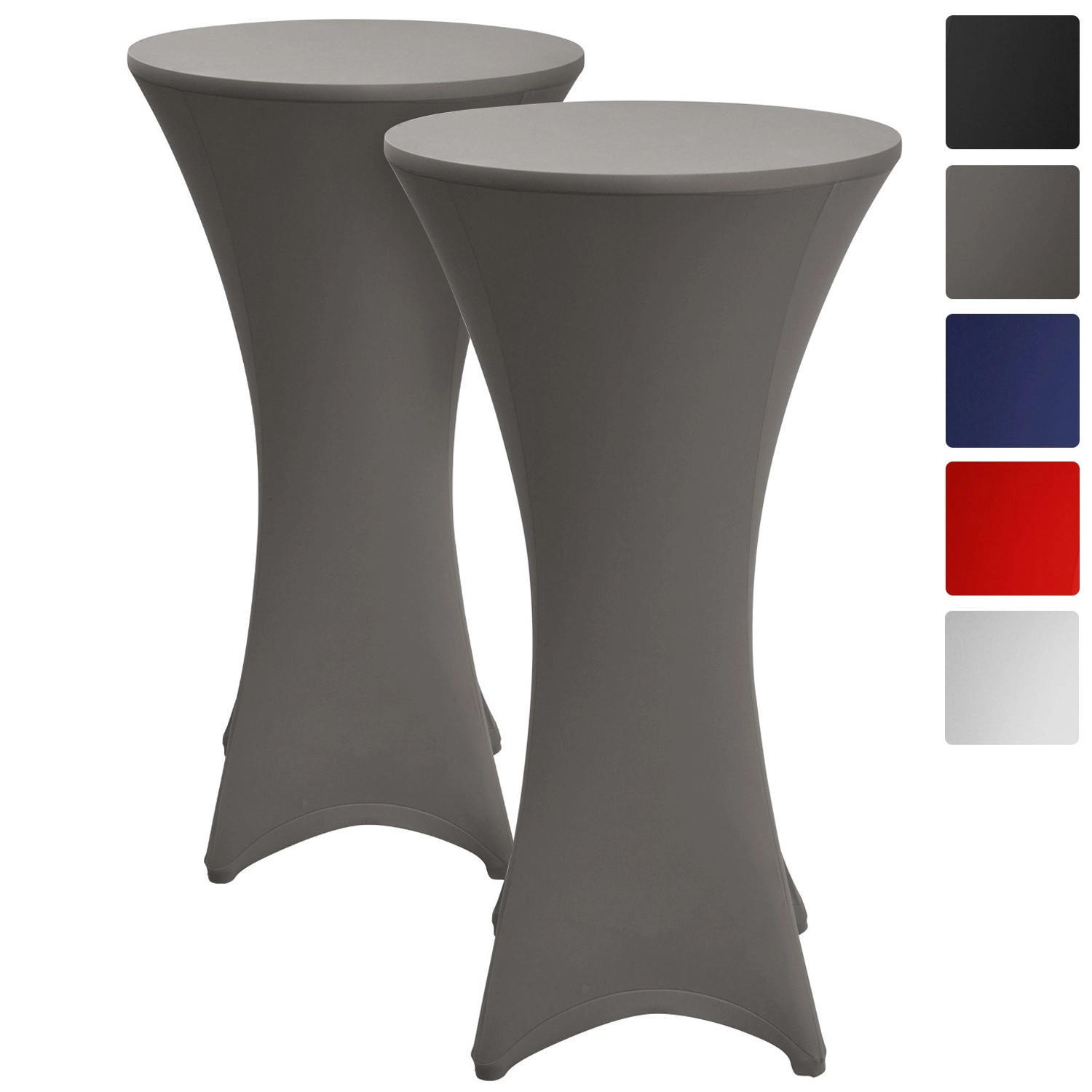 Thumbnail - Beautissu Stella Stehtischhusse Ø 70 cm Anthrazit 2tlg