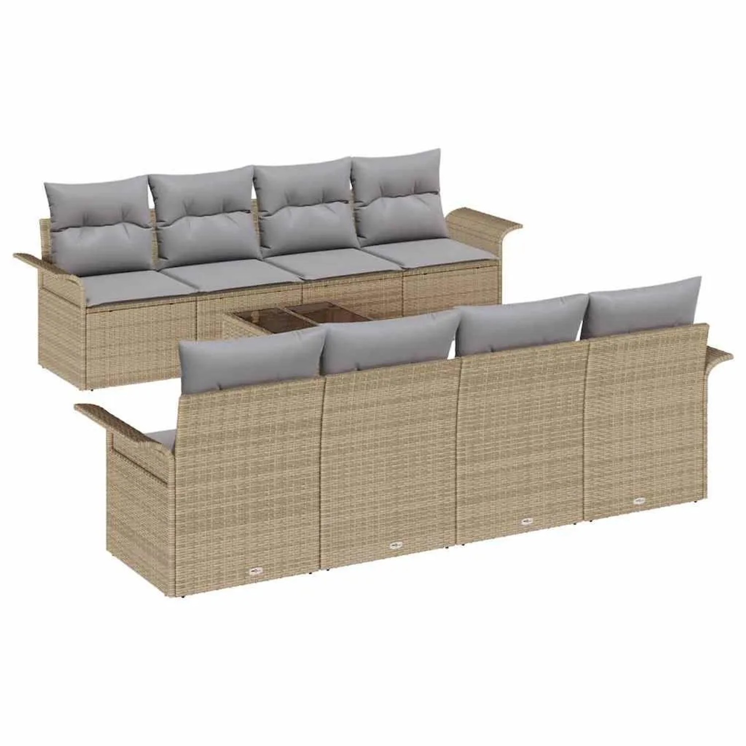 vidaXL Gartensofa-set mit Kissen 9-Tlg Beige und Grau Poly-Rattan 3353959 günstig online kaufen