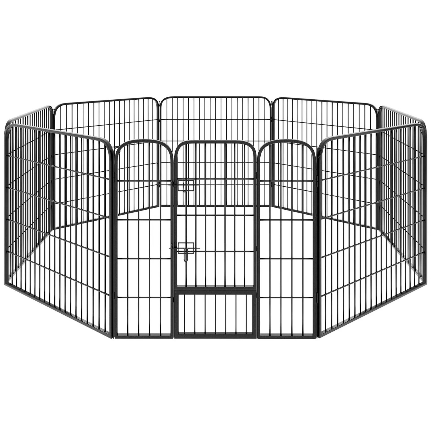 Tectake Welpenauslauf Lisa 8 Teilig  Faltbar Türe Mit Doppelverriegelung  210 x 80 x 80 cm Grau