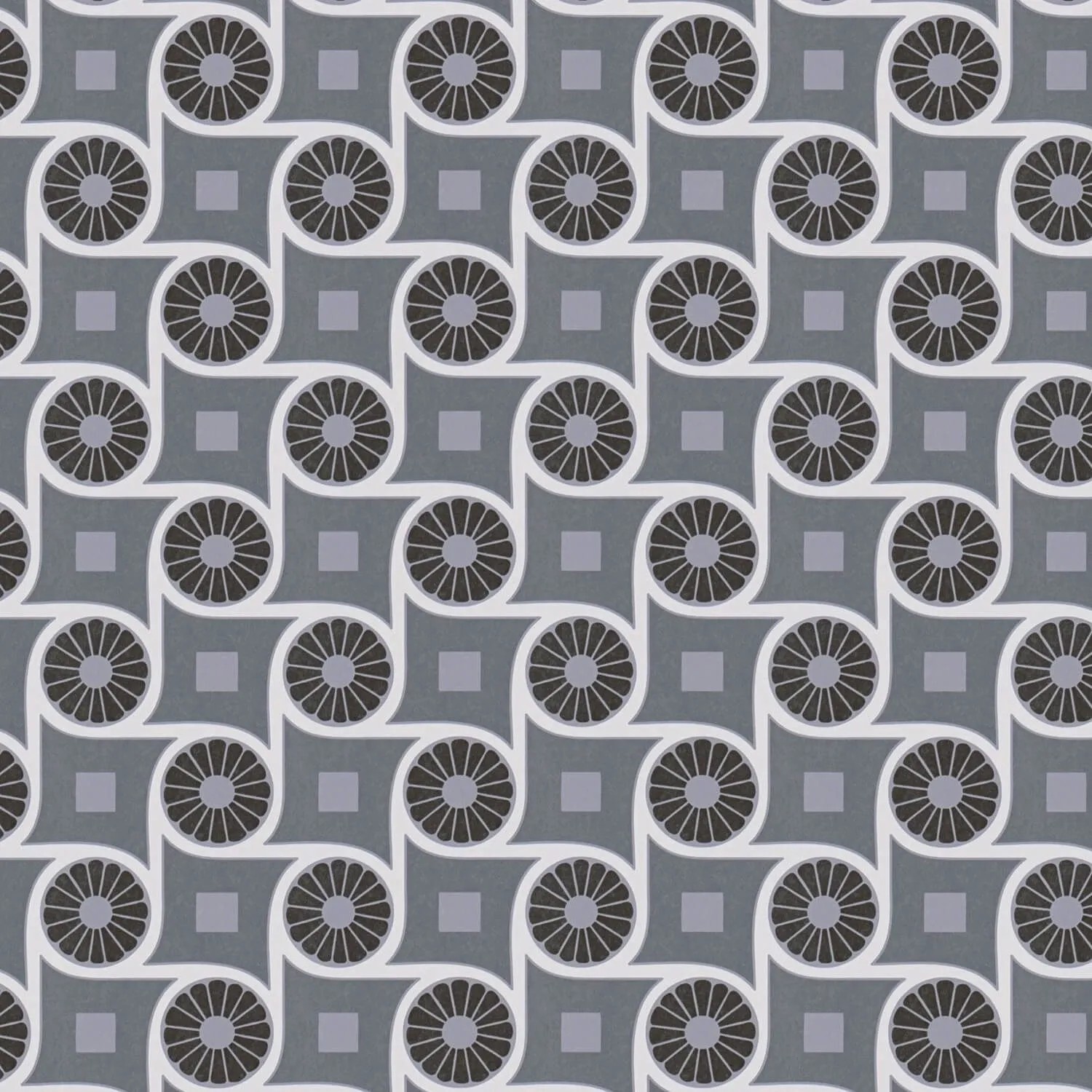PROFHOME 390604-GU Retro Tapete Geometrisch Matt Grau Weiß Schwarz 0,53 m x 10,05 m 5,33 m2