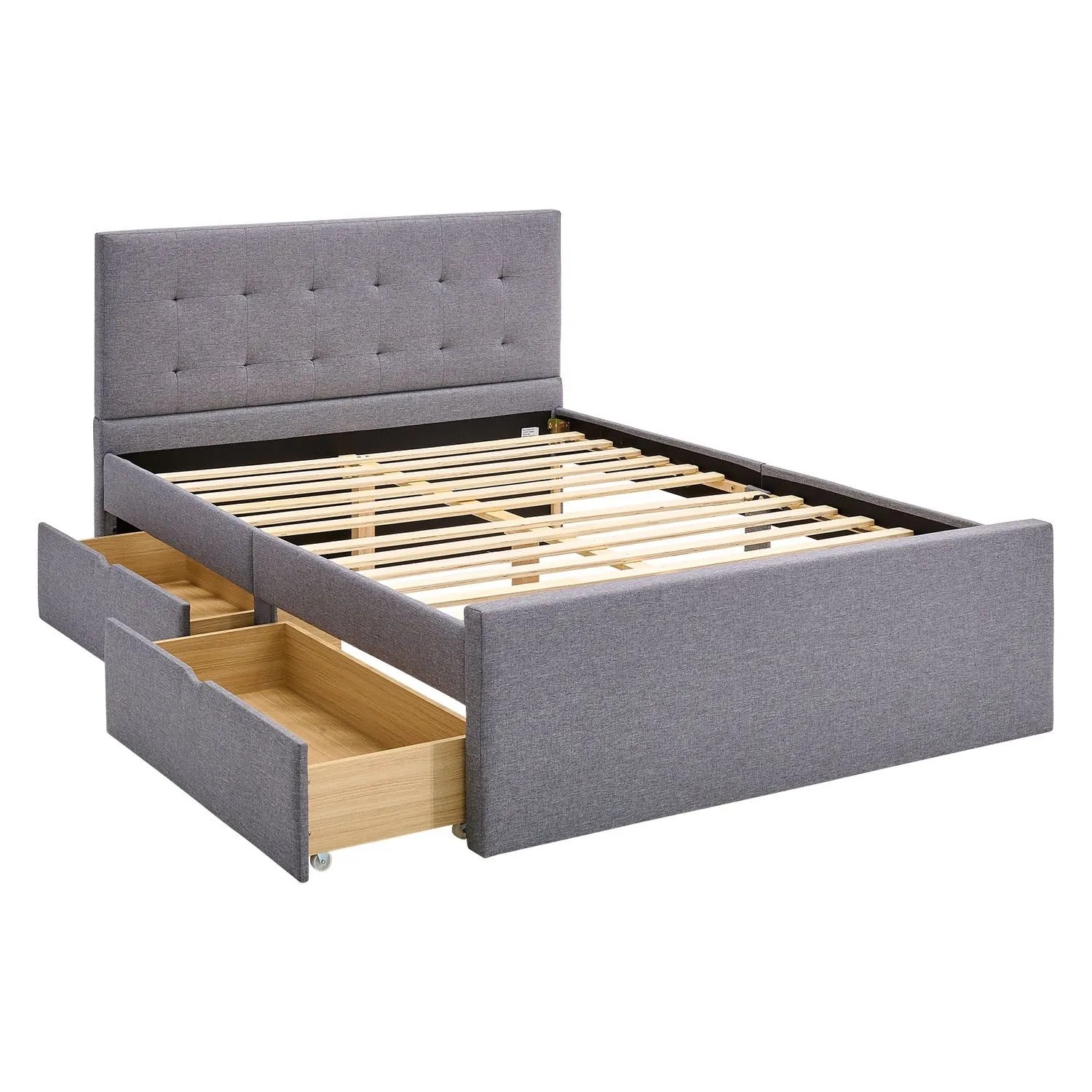 Homestyle4u Doppelbett 140x200 Polsterbett in Grau 1883