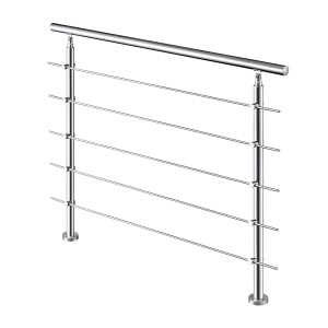 AICA Edelstahl-Treppengeländer 180 cm Geländer für Innen und Außen 5 Querstäbe