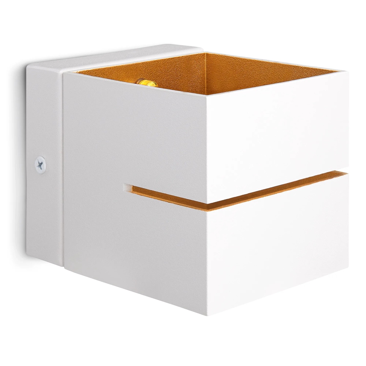 2er Set: Weiße Wandleuchte mit goldenem Innenreflektor für G9 Leuchtmittel. Up-Down Licht, ideal als Innenleuchte.