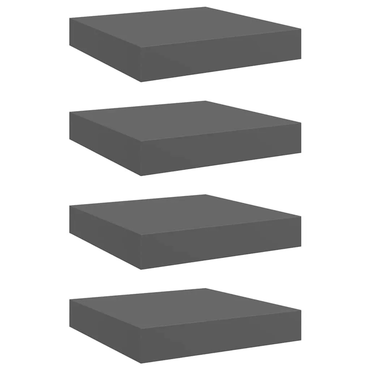 vidaXL Schweberegale 4 Stk Hochglanz-Grau 23x23,5x3,8 cm MDF 323783