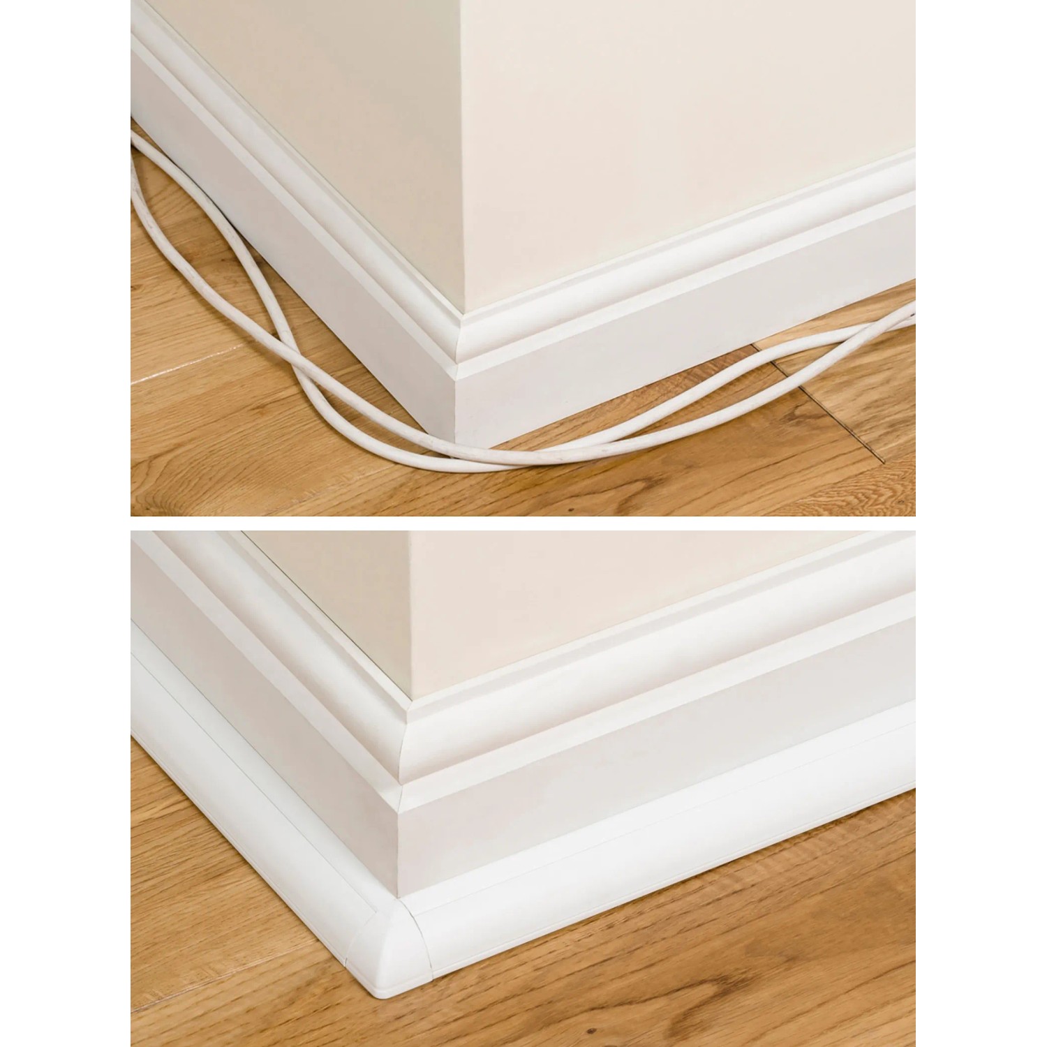D-Line Kabelkanal-Set, 9-teilig, weiß, zur dezenten Kabelverlegung an der Wand.