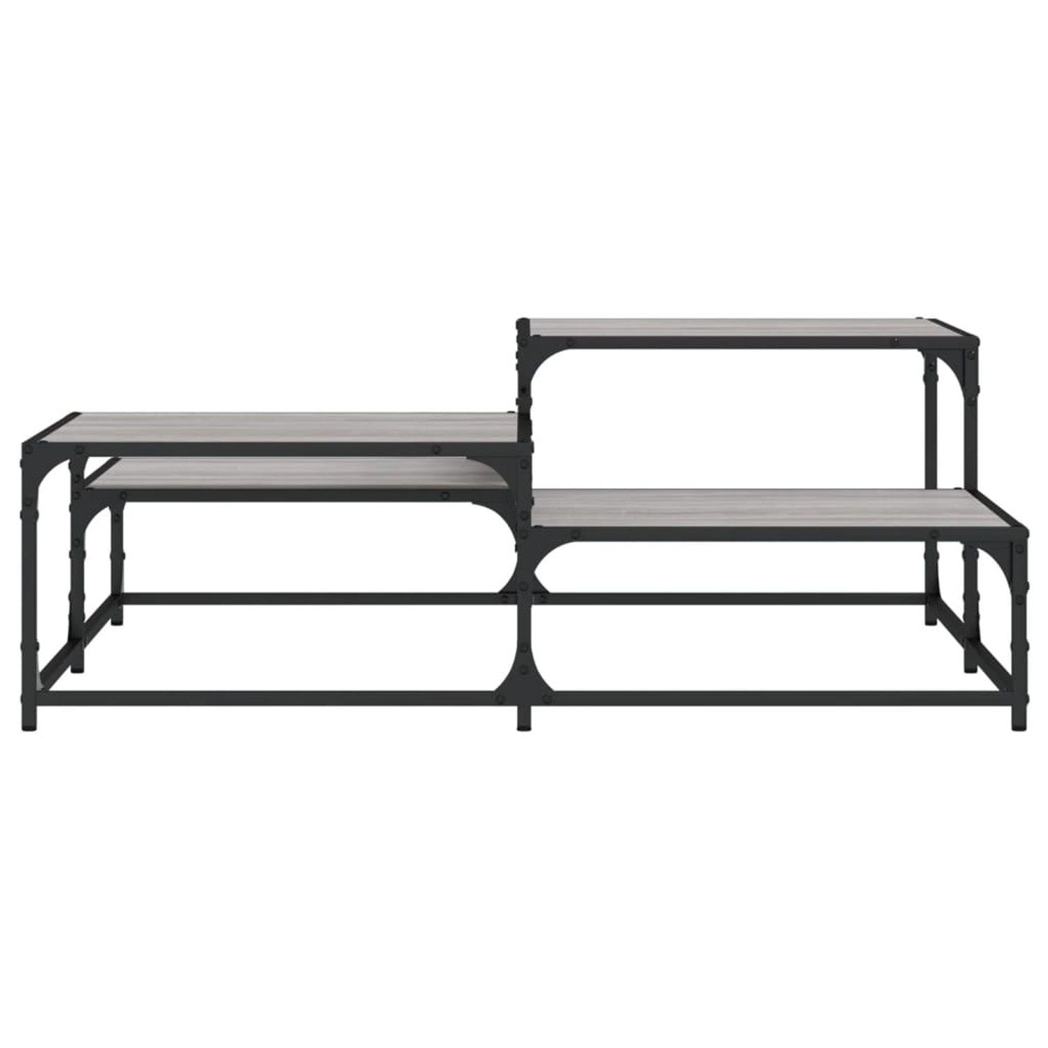 vidaXL Couchtisch Grau Sonoma, 107x107 cm, Holzwerkstoff mit Metallrahmen.