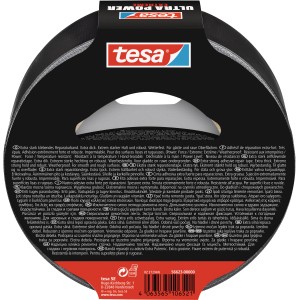 Tesa Ultra Power Extreme Reparaturband, 25 m x 50 mm, Rolle in Schwarz.