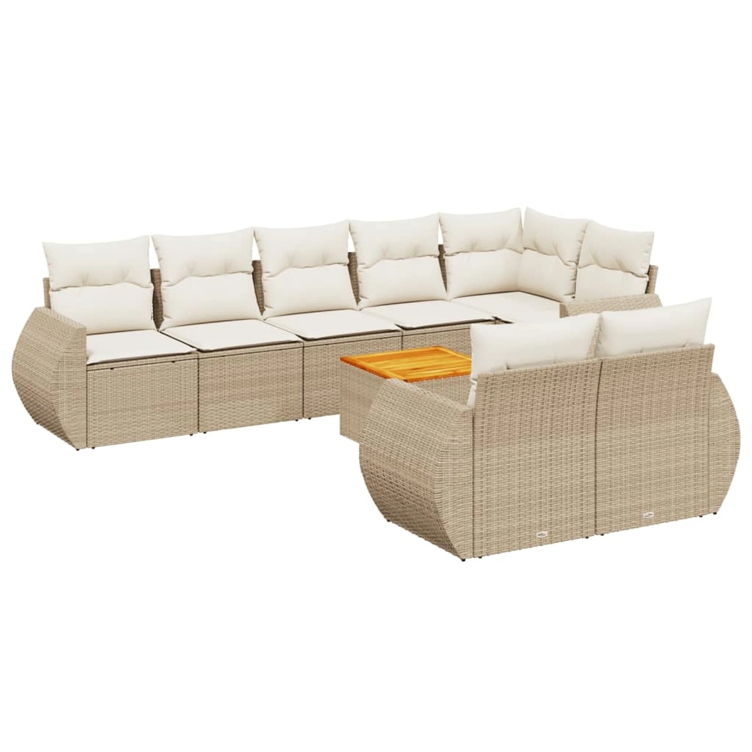 vidaXL 9-Tlg Garten-Sofagarnitur mit Kissen Beige Poly Rattan 3225092 günstig online kaufen