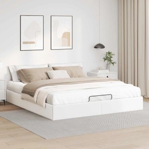 vidaXL Ottoman-Bett ohne Matratze Weiß 160x200 cm Kunstleder 3310810