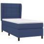 Blaues vidaXL Boxspringbett (90x200 cm) mit Matratze und Stoffbezug.