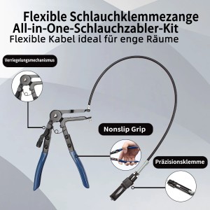 CCLIFE Schlauchschellen-Zangen Set, 9-teilig, für KFZ-Wartung. Zangen mit blauen Griffen und flexiblem Kabel.
