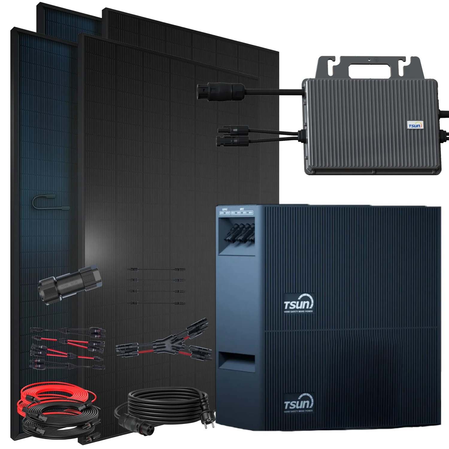 SUNNIVA Balkonkraftwerk 2000W mit TSUN DCU2000Lite 4,02kWh Solarspeicher Wechselrichter inkl.5m Kabel 4x 500W Solarmodul...