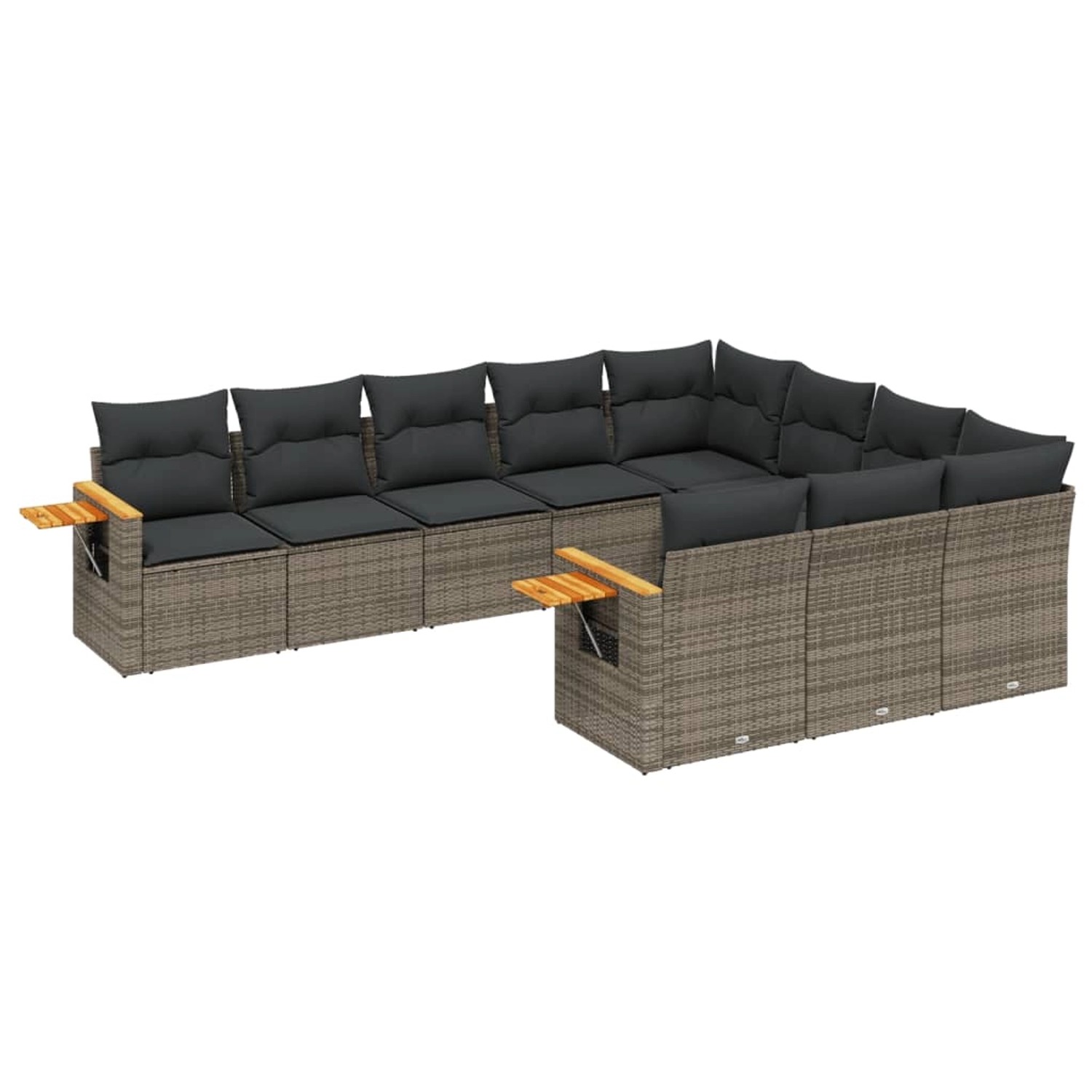 vidaXL 10-Tlg Garten-Sofagarnitur mit Kissen Grau Poly Rattan 3227180