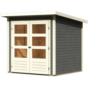 Karibu Holz-Gartenhaus Sitten mit Pultdach, lackiert, 182x182 cm.