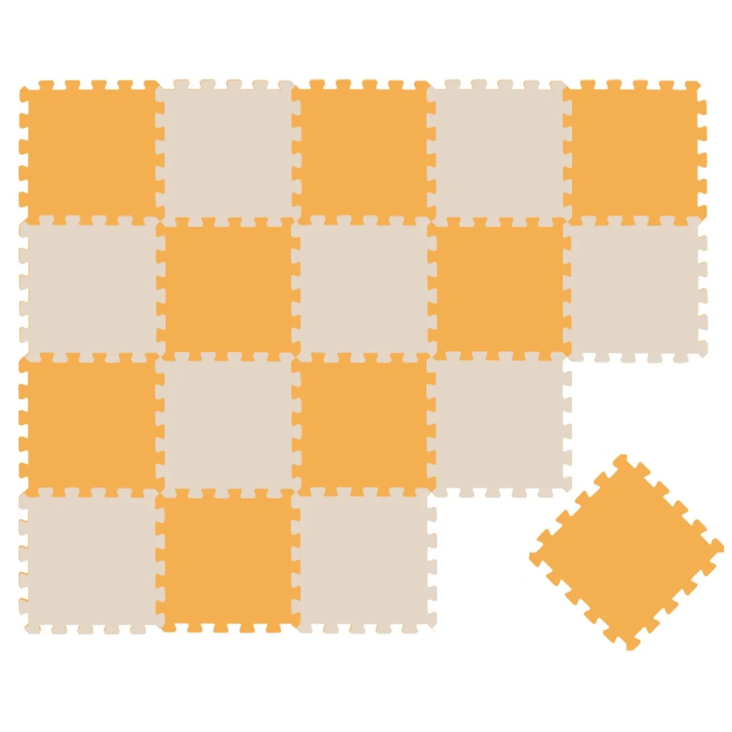 LittleTom Baby & Kinder Puzzlematte 30 x 30 cm 18 Stück Gelb & Beige