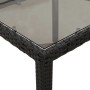 Detailansicht des schwarzen vidaXL Gartenmöbel-Sets: Tisch mit Glasplatte und Rattan-Optik.