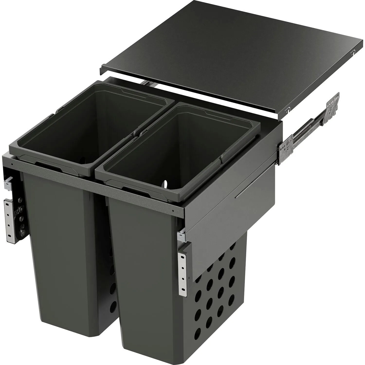 Vauth-Sagel Einbau Wäschekorb für Schrankeinbau in Korpusbreite 600 mm 2x44, Lava
